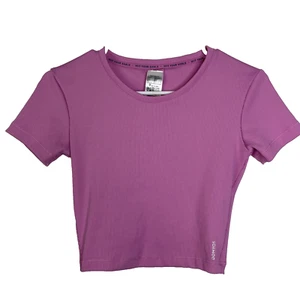 Decathlon DOMYOS Damen Lila Cropped Top Gr. XS Kurzarm Gerippt - Bild 1 von 9