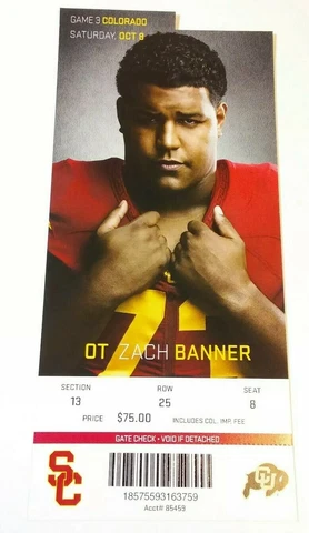 2016 USC Trojans Colorado Buffaloes Football Full Ticket Stub Cover