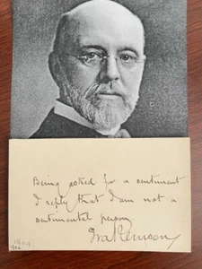 IRA REMSEN SIGNED QUOTE, CHEMIST, DISCOVERED SACCHARIN, PRESIDENT JOHNS HOPKINS  - Picture 1 of 1