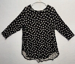 Black & White Polka Dot 3/4 Sleeve Top Womens 1X Premise Studio Lightweight - Picture 1 of 18