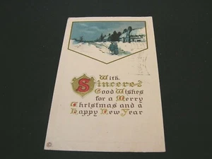 Christmas Postcard-Sincere Good Wishes-Posted 1920 - Picture 1 of 2