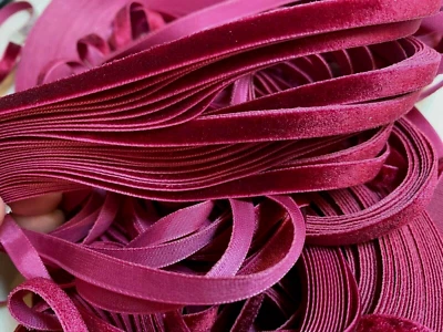 vintage velvet ribbon 1/4" bordeaux wine trim edging 3yds made in Switzerland - Image 1 of 4