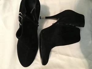 BABY PHAT Size 8.5B Ankle boot side zipper black suede leather shoe women Modern - Picture 1 of 3