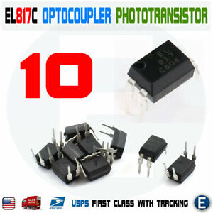 10pcs PC817 EL817C LTV817 PC817-1 80V 20mA OPTOCOUPLER Phototransistor DIP-4