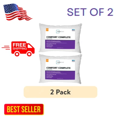 Mainstays Comfort Complete Bed Pillow, Standard/Queen (2 Pack) - Image 1 of 3