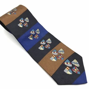 Oscar De La Renta Silk Tie Neckwear 58" Long Black Blue Gold Background - Picture 1 of 6