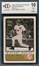 DEREK JETER 1999 UPPER DECK RETRO DISTANT REPLAY LEVEL 2 #/100 BCCG 10 #D15 BGS!
