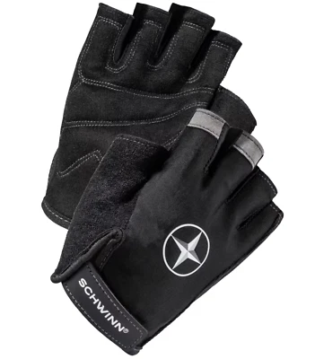 Schwinn Bike Half-Finger Gloves Nylon Lycra/leather/faux leather Black S/M L/XL - Image 1 of 4