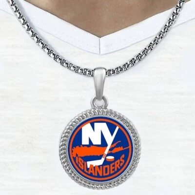 Large 24" New York Islanders Mens Womens Link Chain Pendant Necklace D22 - Image 1 of 4