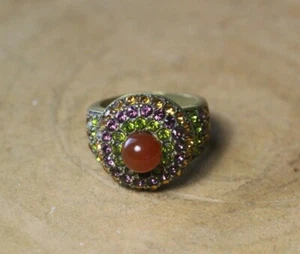 Heidi Daus Carnelian Elinite, Amethyst & Amber Swarovski Crystal Ring Size 7.50 - Picture 1 of 4