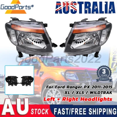 Pair LH+RH Head Light Lamp Black For Ford Ranger PX 2011~2015 XL XLS Wildtrak AU - image 1 of 4