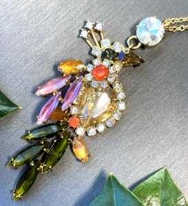 Bird Of Paradise Y2K Vintage Ann Taylor Crystal Pendant Estate Jewelry Pre-Owned - Picture 1 of 22