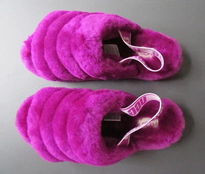 UGG Fluff Yeah Shearling Slide Slingback Platform Sweet Plum 尺寸 7 全新 — 第 1/4 张图片