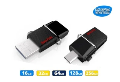 SanDisk 16GB 32GB 64GB 128GB 256GB Ultra Dual MicroUSB USB 3.0 Flash Drive lot - Image 1 of 4