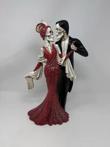 Giorno dei Morti Coppia Ricca Flapper Scheletri Statuina Halloween Danza 15" - Foto 1 di 8