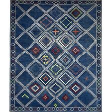 Handmade (9' x 12') Blue Southwestern Gabbeh Wool Area Rug