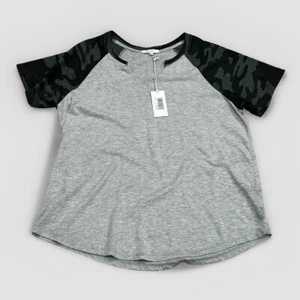 NWT Women’s Large Z-supply T-shirt Grey And Camo Stretch And Soft - Picture 1 of 3
