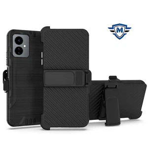 For Boost Celero 5G SC 2024 Case Brushed Design Belt Holster + Tempered Glass - Picture 1 of 4