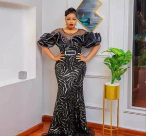 Womens V Neck Ruffles Off Shoulder Dress Slim Fit Evening Ball Gown Robe Abaya - Picture 1 of 34