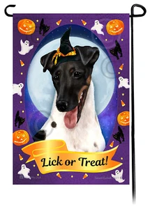 Halloween Garden Flag - Tri Smooth Fox Terrier - Picture 1 of 1
