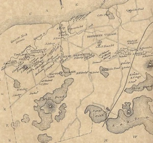 Carte Brewster West Brewster East Brewster MA 1880 avec les noms des propriétaires affichés - Photo 1 sur 2