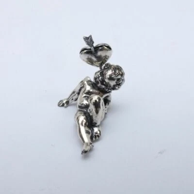 Portacarte da tavolo Putto NUOVO 800 argento di Arezzo Cupido amorino segnaposto - Immagine 1 di 4