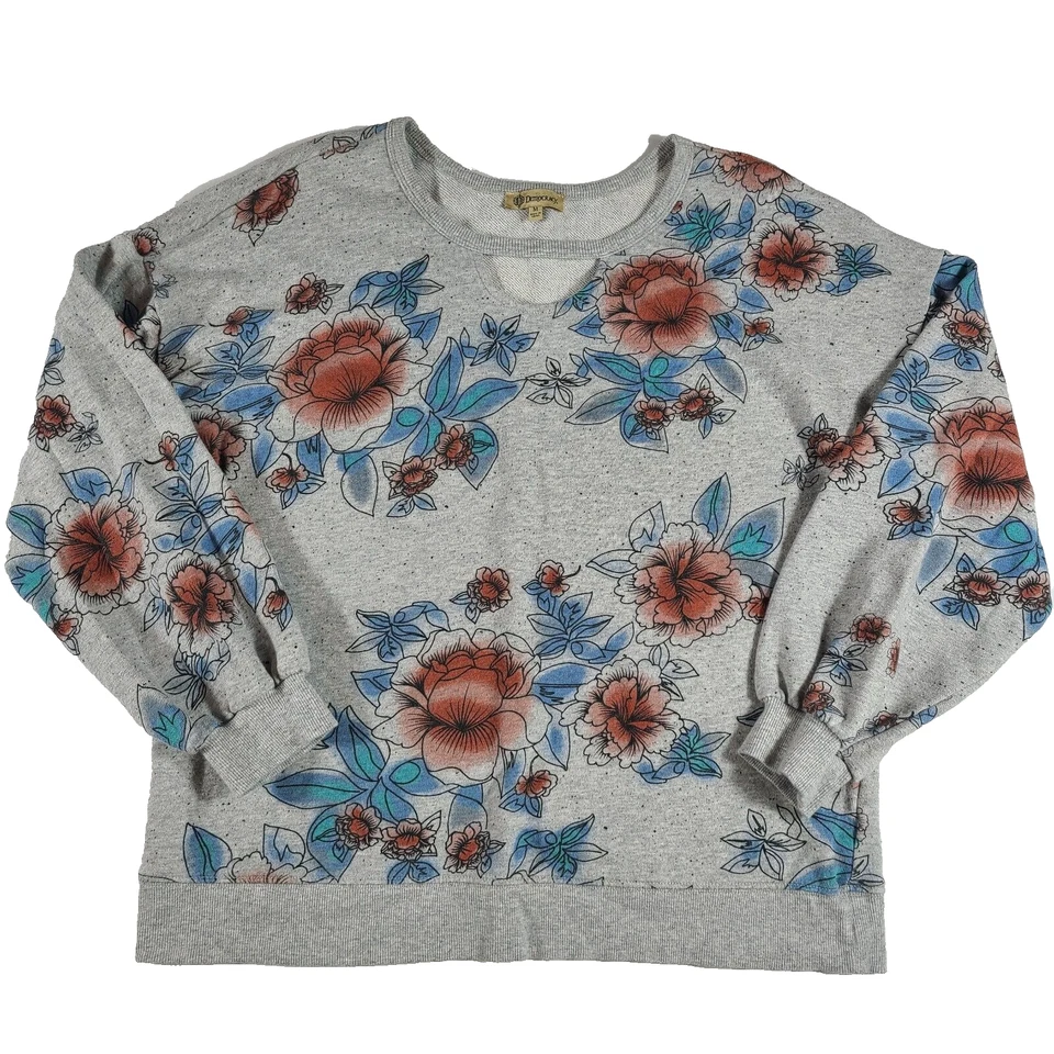 Sudadera para mujer Democracy talla mediana estampado floral pulóver top Foto 1 de 4