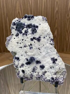 450g 16x12x3cm Punti Fluorite Bianca e Viola dalla Mongolia Interna, Cina - Foto 1 di 4