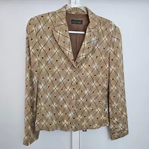 Cue Design Jacket 12 Button Up Collar Padded Shoulders Lined Blazer Retro Ladies - Picture 1 of 10
