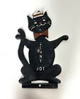 1950's VINTAGE "JENNY JOT" 3 D CAST ALUMINUM BLACK CAT HANGING NOTE PAD HOLDER