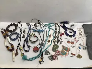 Huge Lot over 25 Of Hippie Cowgirl Turquoise Jewelry 925 Silver, Stones - Picture 1 of 8
