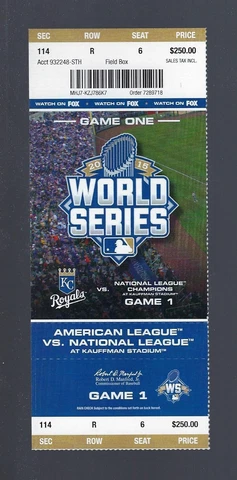 2015 WORLD SERIES NEW YORK METS @ KC ROYALS FULL UNUSED BASEBALL TICKET GAME #1 Cover