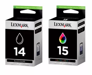 LEXMARK BLACK 14 + 15 COLOUR INKJET CARTRIDGE 18C2110E 18C2090E - Picture 1 of 1