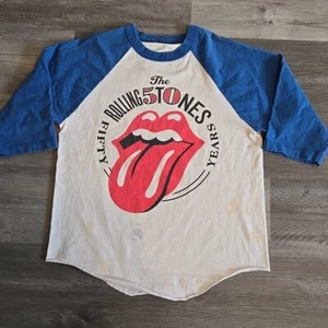 2012 The Rolling Stones 50th Anniversary Shirt Men's Medium Lips Tounge STAINED - Picture 1 of 10