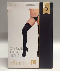 Baci Opaque Thigh High Black w/ Wide Cuffs Hosiery After Dark Sensual Lingerie - Picture 1 of 3