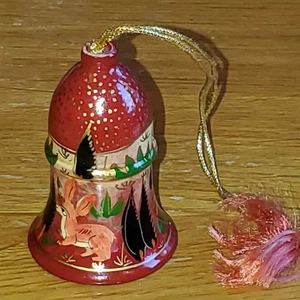 Holz handbemalt Baumschmuck geschnitzte Glocken Kugel 2,5" - Bild 1 von 9