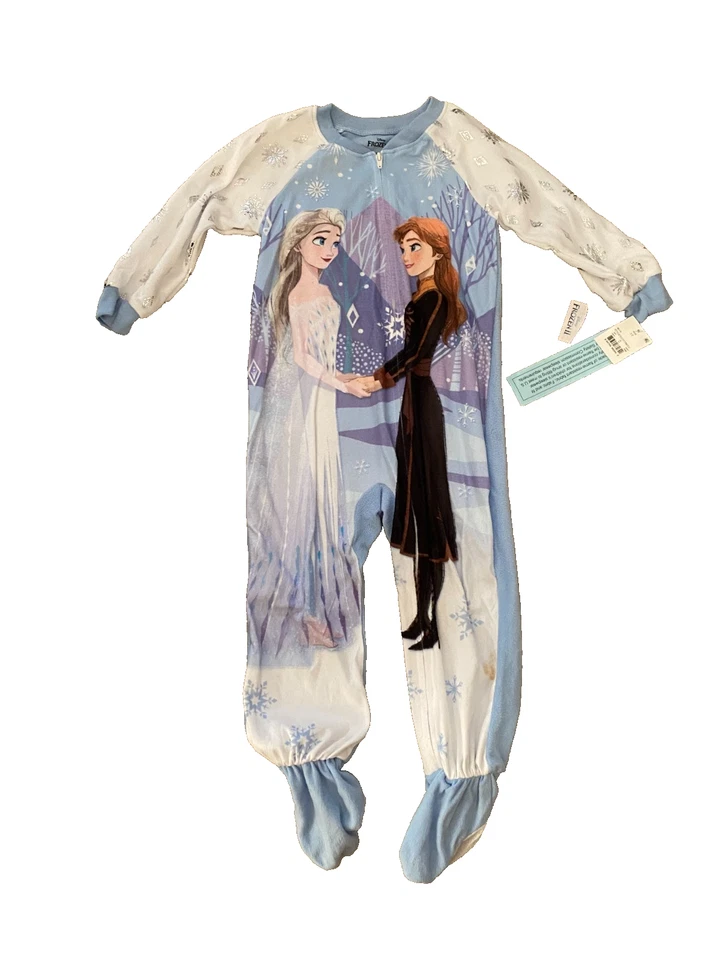 Disney Frozen II 1 Piece Footless Sleeper Pajamas Anna Elsa Olaf Size 4 / 5