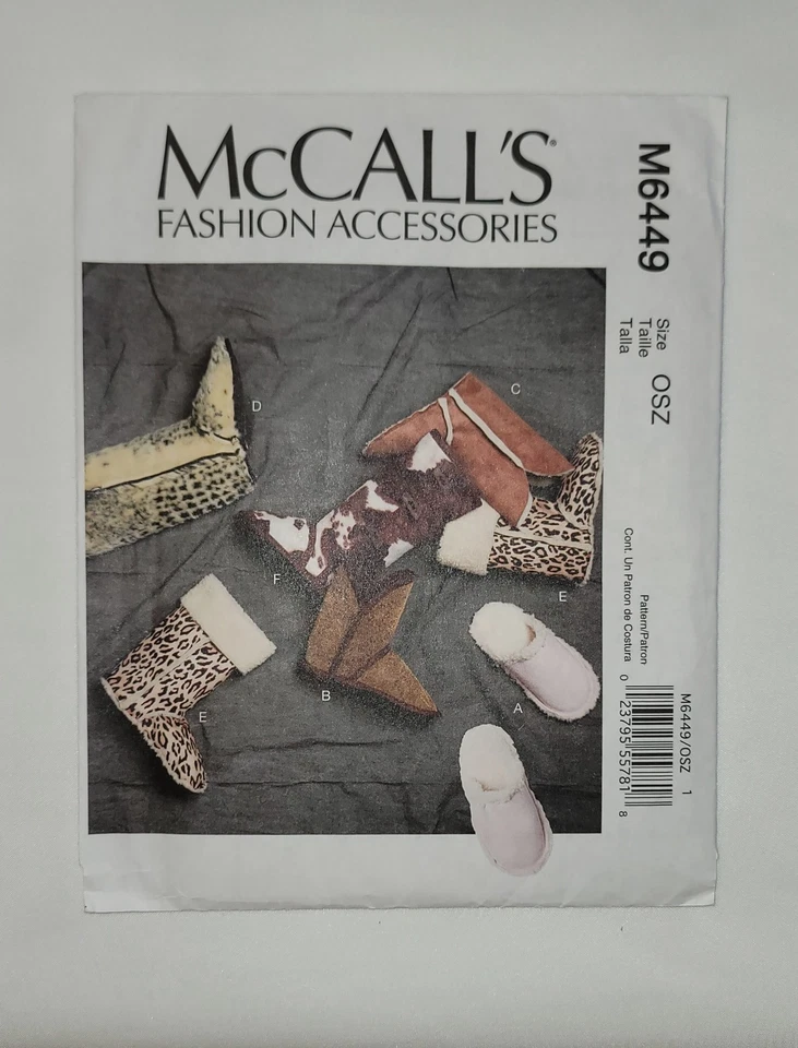2011 McCall's Fashion Accessories Pattern M6449 Slippers and BOOTIES