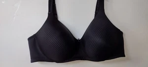 Vanity Fair Bra 40C BLACK  WIRELES 72389  Full Coverage Pinstripe bow - Picture 1 of 18