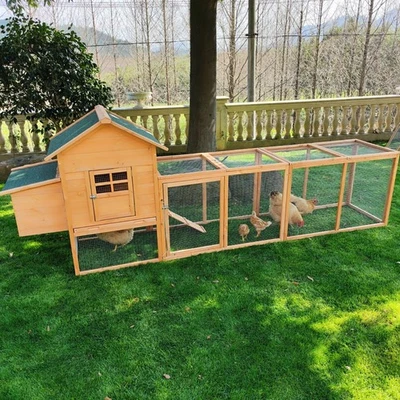 Gallinero de madera para gallineros de 120"" jaula para aves de corral al aire libre con caja de anidación y funcionamiento Foto 1 de 4