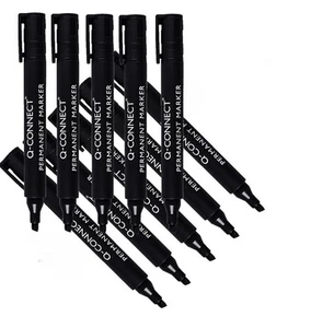 Punta de cincel marcador permanente Q-Connect negro (paquete de 10) KF26042 - Imagen 1 de 3