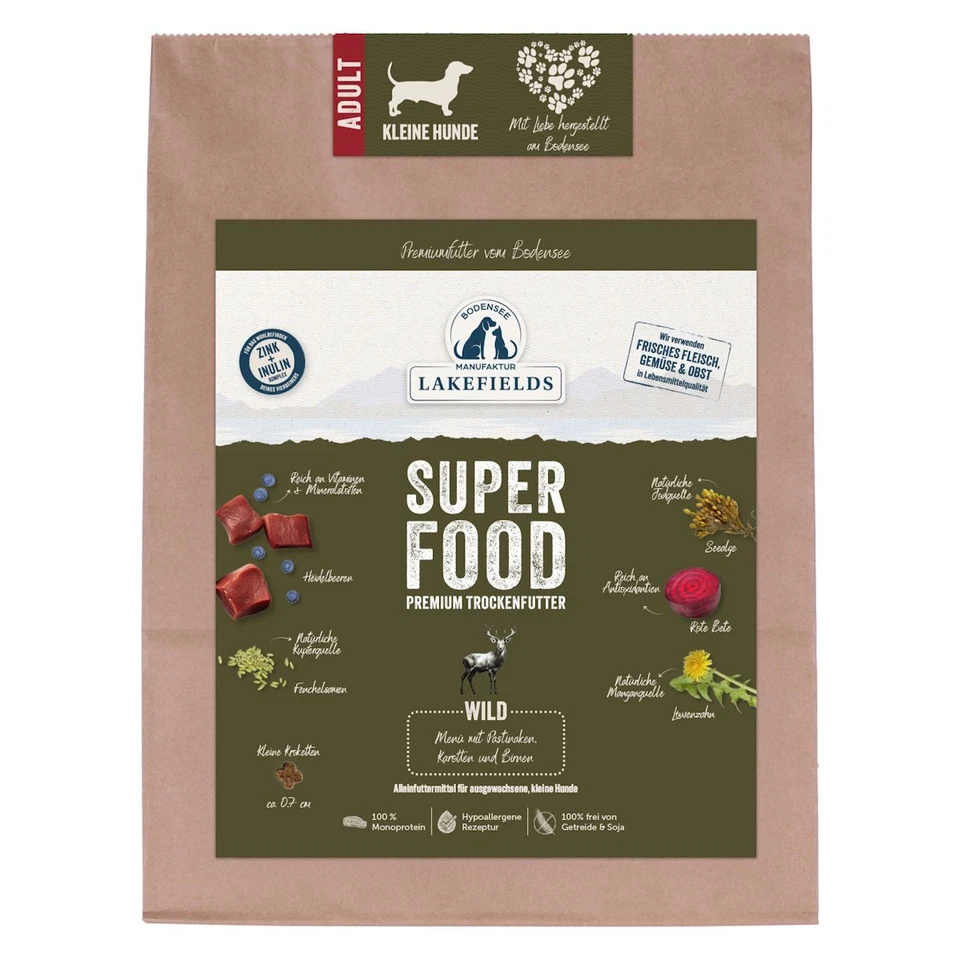 LAKEFIELDS MANUFAKTUR - SUPERFOOD Wild 61% 1kg für kleine ausgewachsene Hunde - Bild 1 von 1