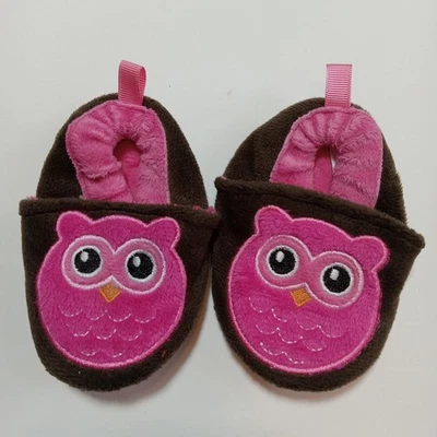 Zapatillas Búho Talla 1 Marrón Rosa Suave Niñas Niño Pequeño Foto 1 de 4