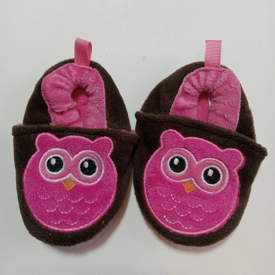 Zapatillas Búho Talla 1 Marrón Rosa Suave Niñas Niño Pequeño Foto 1 de 4