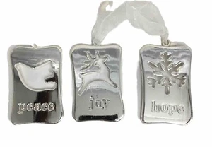 Engraved Cutout Silver Plated Hope,Peace,Joy Ornaments - Picture 1 of 9