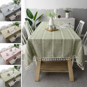 Rectangle Table Cloth Polyester Tassels Tablecloth for Kitchen Party Desk Cover