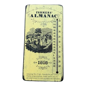 Farmer’s Almanac Plaque Sign Wooden Vintage Home Decor Thermometer 1818 Farm Hom - Picture 1 of 5