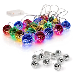 West Ivory 10.5 feet 20 Mixed Multi-Color Mirror Disco Ball Fairy String Light - Picture 1 of 9