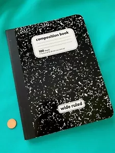 NEW Black White Composition Book ~ Wide Ruled 9.75x7.5" Office Depot 100 sheets - Picture 1 of 3