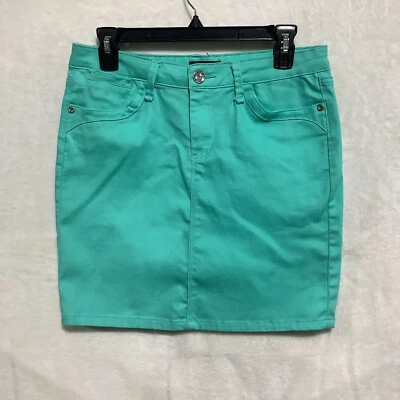 Venus Straight Pencil Skirt Studded Rhinestones Stretch Above Knee Size 8 Green - Image 1 of 4